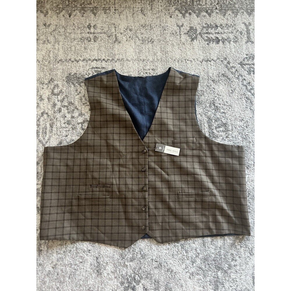 Oak Hill Waistcoat Vest Brown /Blue Viscose Polye 5XL Professional NWT Classic